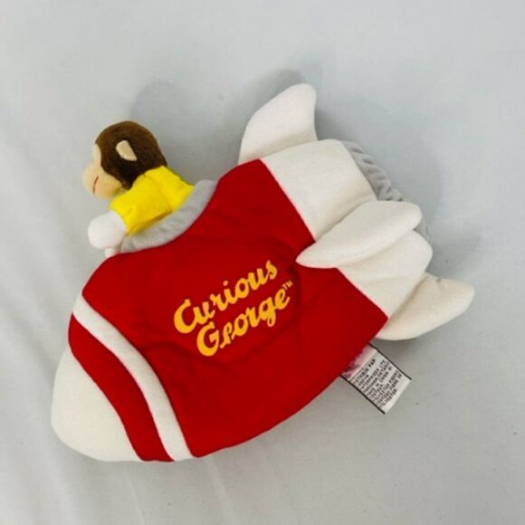 Gund Curious George Rocket Hand Puppet Red Rocket Ship  Plush 9” Excellent condi - Picture 2 of 5
